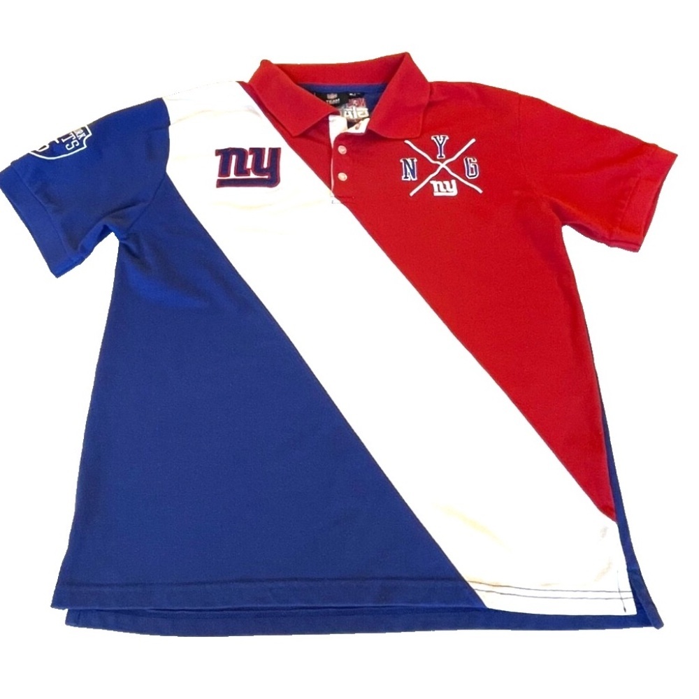 NFL Team Apparel New York Giants Men's Colorblock Polo Shirt; Size Large